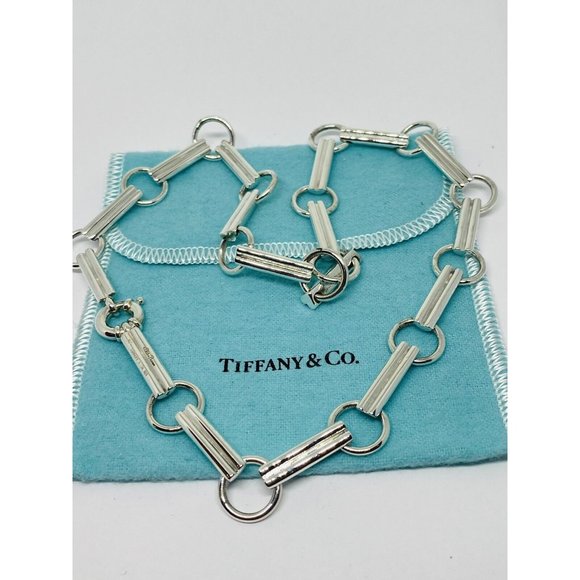 Tiffany & Co. Picasso Sterling Silver Groove Tenderness Heart Link Necklace 18”